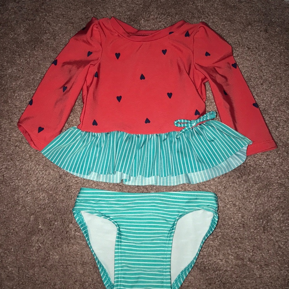 Watermelon hearts two piece rash guard set